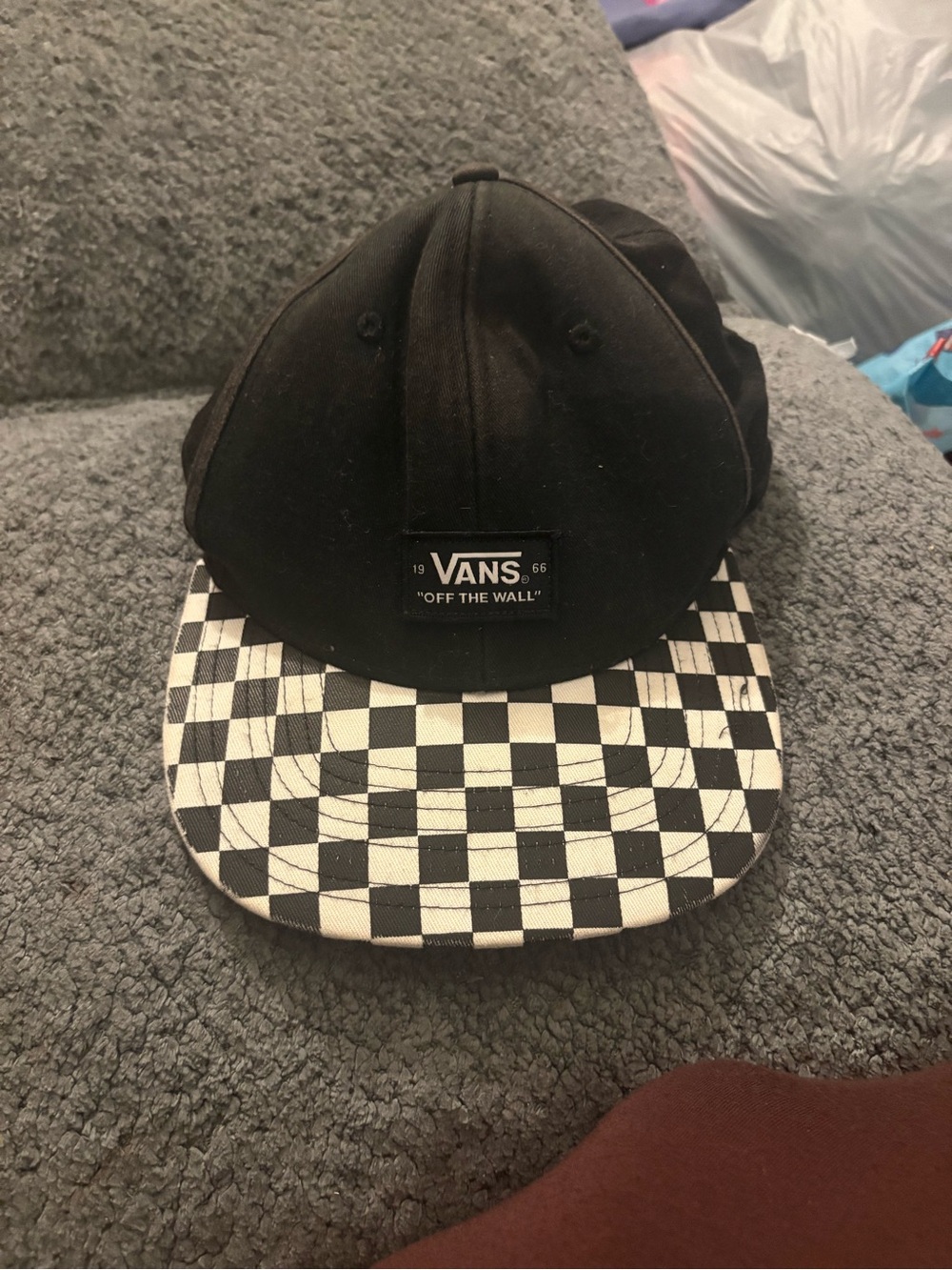 Vans Black Cap with Black-and-White Checkerboard Brim